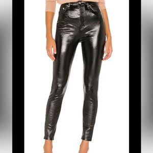 We The Free by Free People Black Metallic Coated Skinny Jeans - Size 28